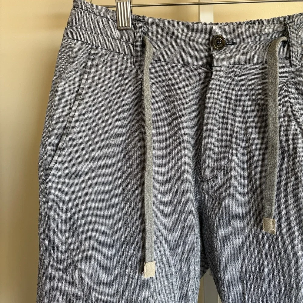 Eleventy Mens 46 Drawstring Cotton Blended Premium Pleated Pants Textured‎